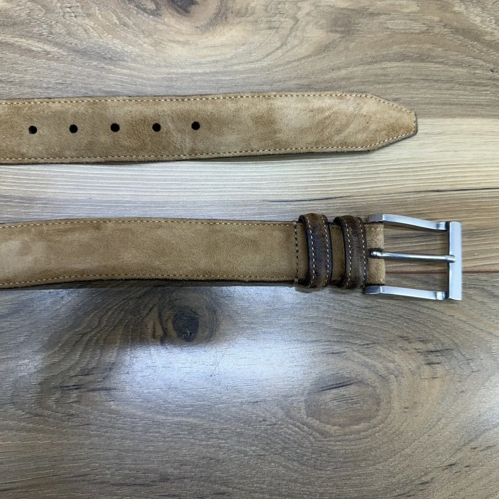 Martin Dingman Mens Belt Size 40/100 Wild Afrifan Kudu Leather Suede Beige Tan